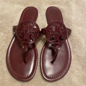 Tory Burch Miller Sandals, Size 8, Burgandy